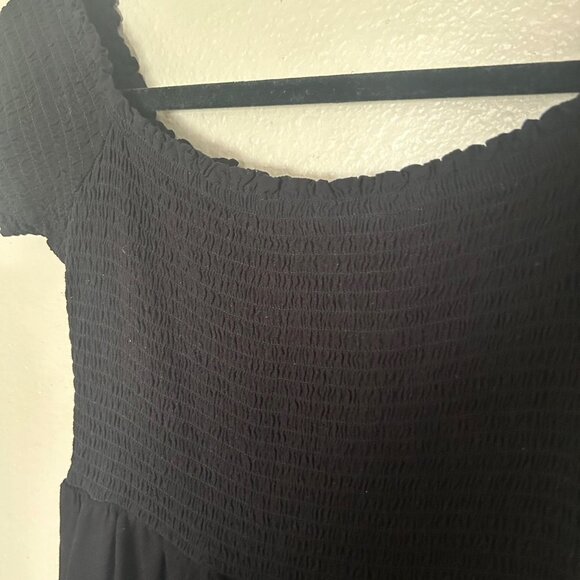 BLACK Juniors' Rewind Smocked Tiered Strapless Off the Shoulder Skater Dress - Picture 3 of 4